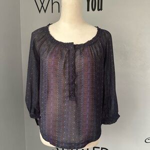 American Eagle Outfitters Sheer Multicolor Blouse Size XS